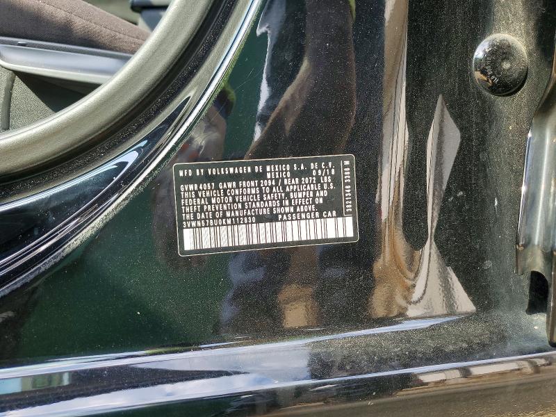 2019 Volkswagen Jetta მანქანა იყიდება აუქციონზე, vin: 3VWN57BU0KM112830, აუქციონის ნომერი: 64378016