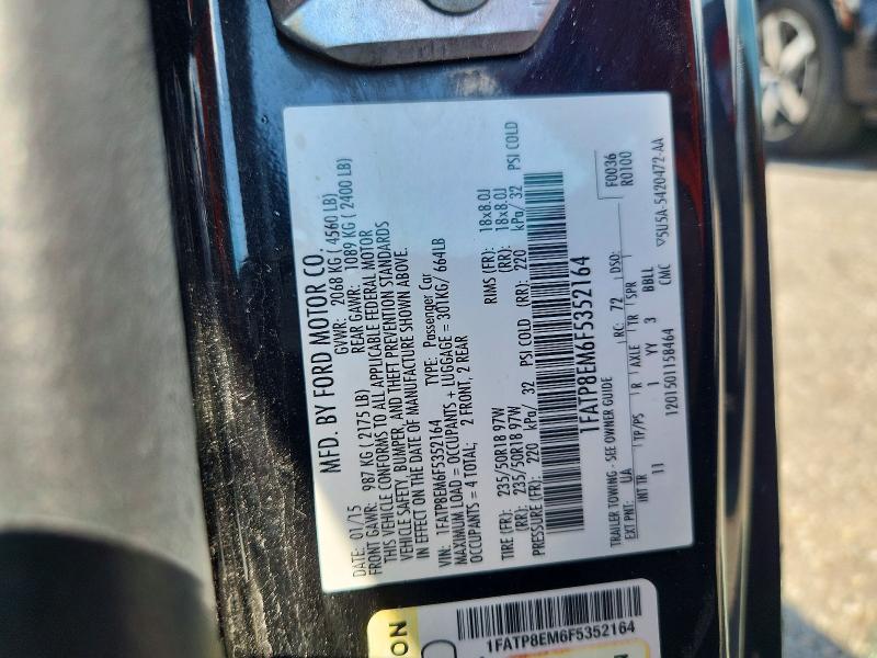 67015346 :رقم المزاد ، 1FATP8EM6F5352164 vin ، 2015 Ford Mustang مزاد بيع