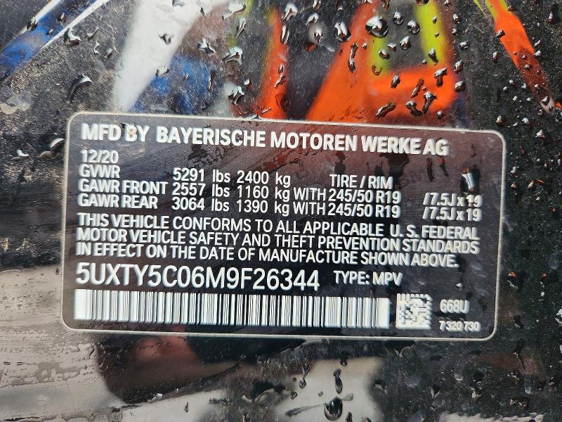 64798536 :رقم المزاد ، 5UXTY5C06M9F26344 vin ، 2021 Bmw X3 مزاد بيع
