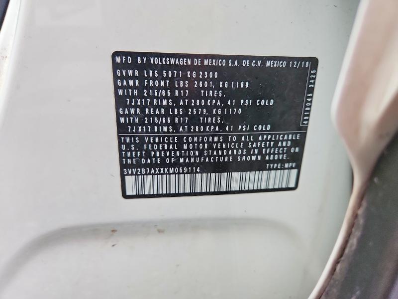 Aukcja sprzedaży 2019 Volkswagen Tig 2.0t S, vin: 3VV2B7AXXKM059114, numer aukcji: 62434726