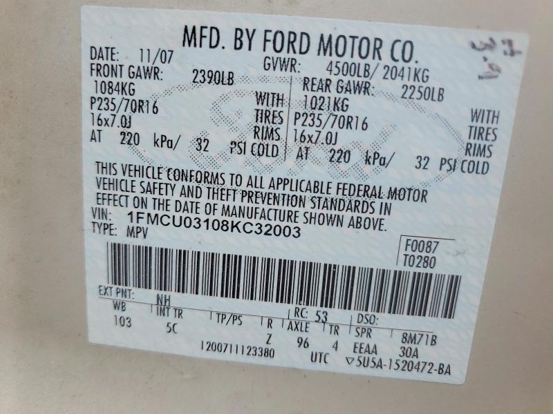 Aukcja sprzedaży 2008 Ford Escape, vin: 1FMCU03108KC32003, numer aukcji: 64704196