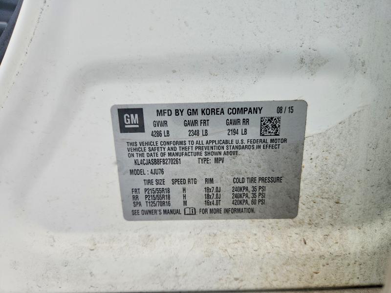 Aukcja sprzedaży 2015 Buick Encore, vin: KL4CJASB8FB270261, numer aukcji: 64197346