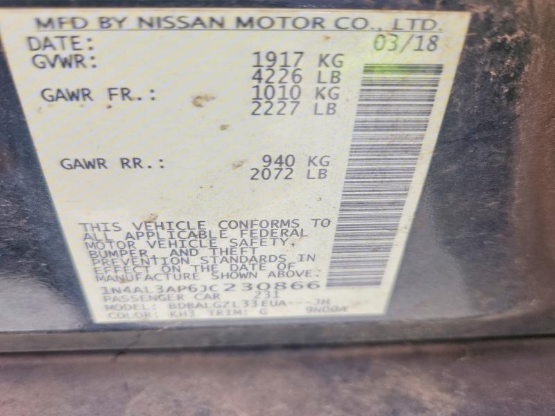 Продаж на аукціоні авто 2018 Nissan Altima, vin: 1N4AL3AP6JC230866, номер лоту: 63799186