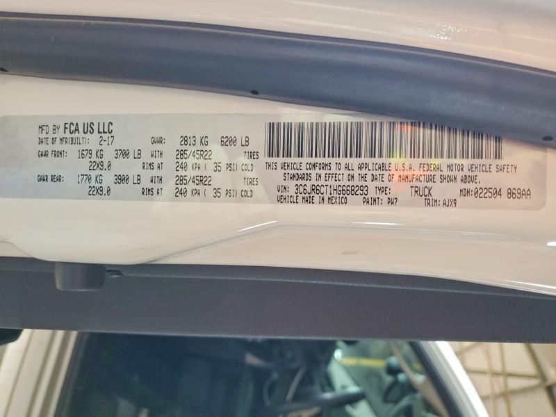 2017 Ram 1500 მანქანა იყიდება აუქციონზე, vin: 3C6JR6CT1HG668293, აუქციონის ნომერი: 64989856