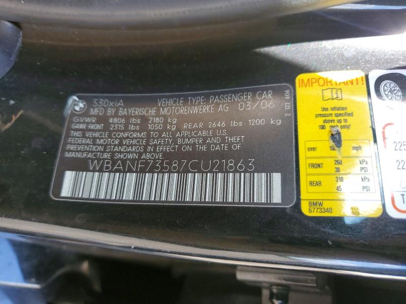 Aukcja sprzedaży 2007 Bmw 530, vin: WBANF73587CU21863, numer aukcji: 65597516