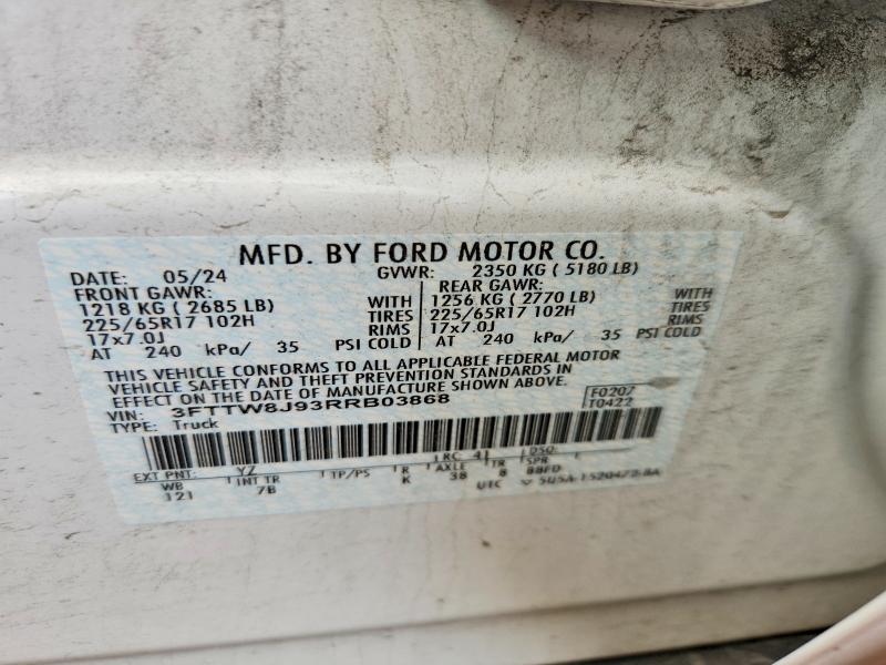 Aukcja sprzedaży 2024 Ford Maverick, vin: 3FTTW8J93RRB03868, numer aukcji: 62864016