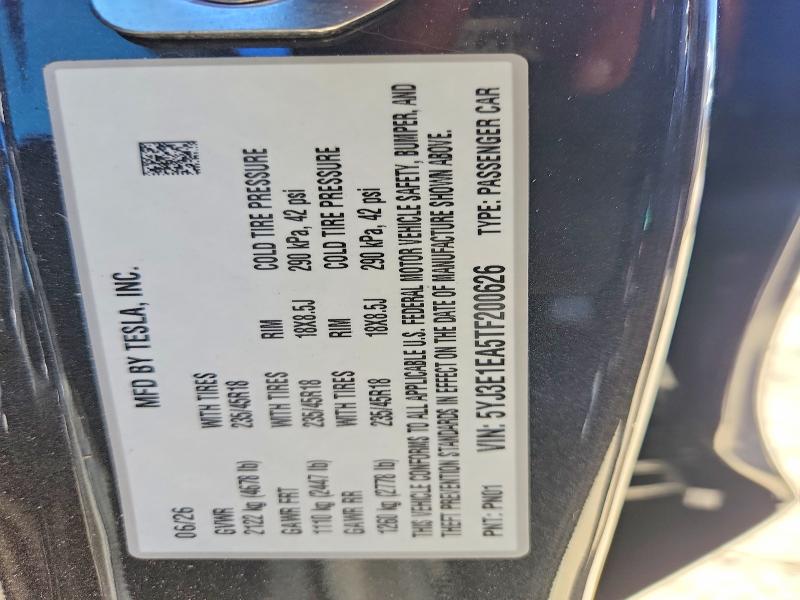 Aukcja sprzedaży 2026 Tesla Model 3, vin: 5YJ3E1EA5TF200626, numer aukcji: 63601166