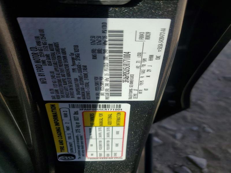 65731606 :رقم المزاد ، 3FA6P0SU5LR171004 vin ، 2020 Ford Fusion مزاد بيع