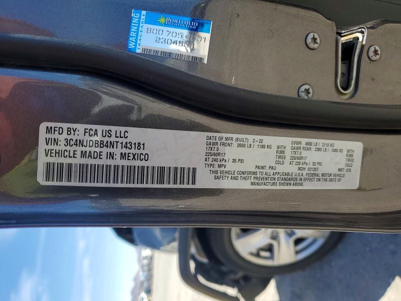 Продажа на аукционе авто 2022 Jeep Compass, vin: 3C4NJDBB4NT143181, номер лота: 65735346