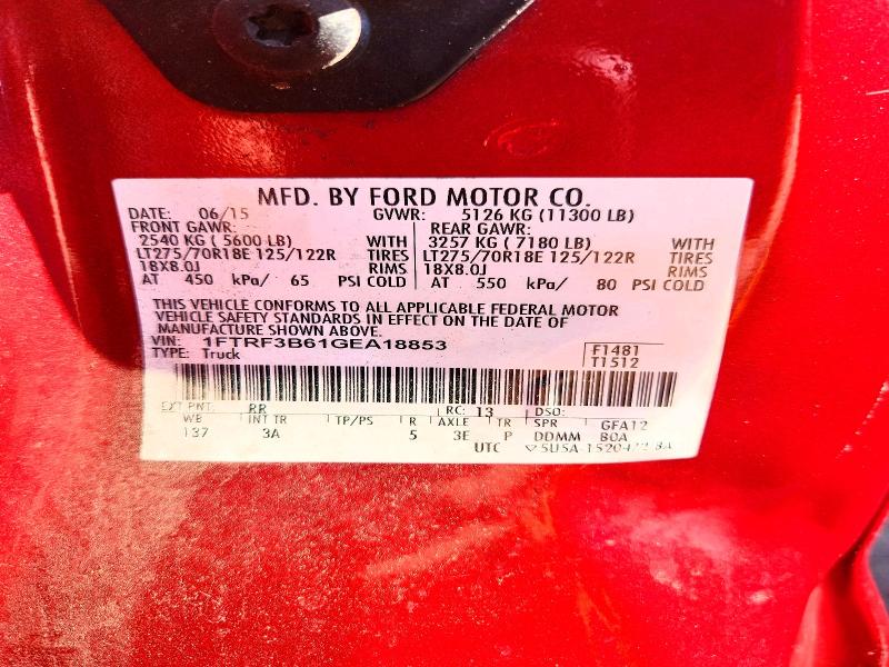 65152146 :رقم المزاد ، 1FTRF3B61GEA18853 vin ، 2016 Ford F350 مزاد بيع