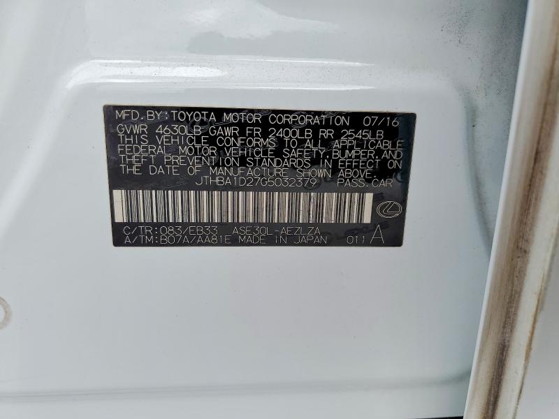 Продаж на аукціоні авто 2016 Lexus Is, vin: JTHBA1D27G5032379, номер лоту: 64787836