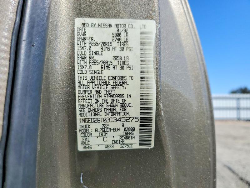 66649166 :رقم المزاد ، 1N6ED26T02C345275 vin ، 2002 Nissan Frontier مزاد بيع