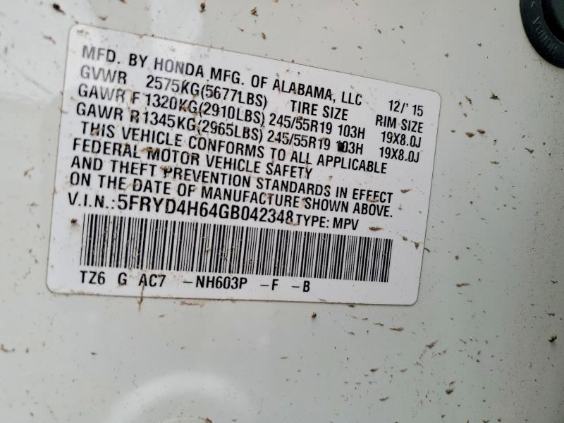 Продаж на аукціоні авто 2016 Acura Mdx, vin: 5FRYD4H64GB042348, номер лоту: 67073396