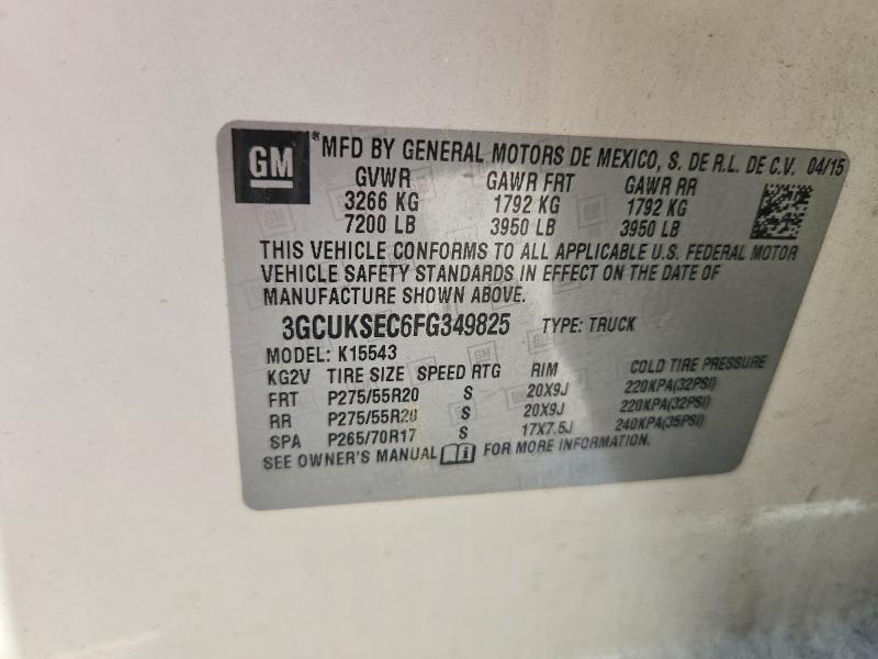 Продажа на аукционе авто 2015 Chevrolet Silverado, vin: 3GCUKSEC6FG349825, номер лота: 65286046