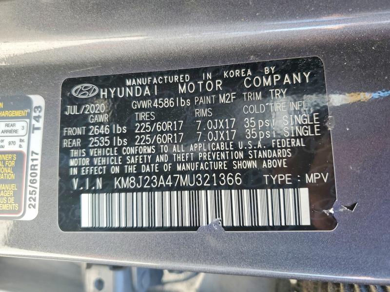 Продажа на аукционе авто 2021 Hyundai Tucson, vin: KM8J23A47MU321366, номер лота: 65854566