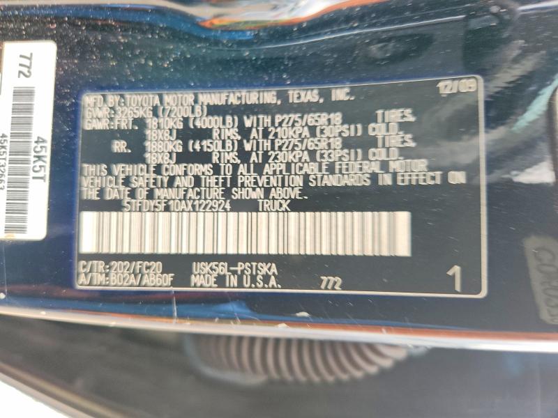 Продаж на аукціоні авто 2010 Toyota Tundra, vin: 5TFDY5F10AX122924, номер лоту: 64377766