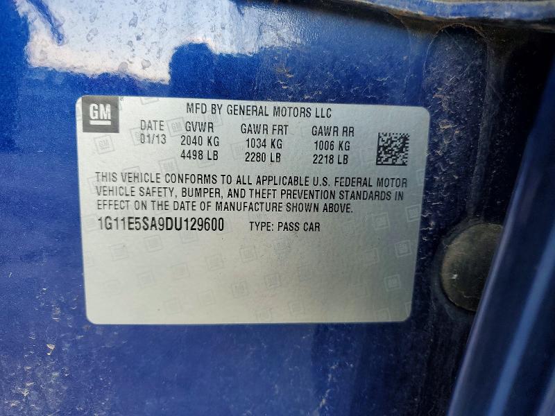 65929656 :رقم المزاد ، 1G11E5SA9DU129600 vin ، 2013 Chevrolet Malibu مزاد بيع