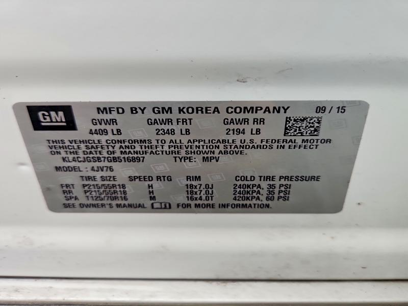 Продаж на аукціоні авто 2016 Buick Encore, vin: KL4CJGSB7GB516897, номер лоту: 65132266