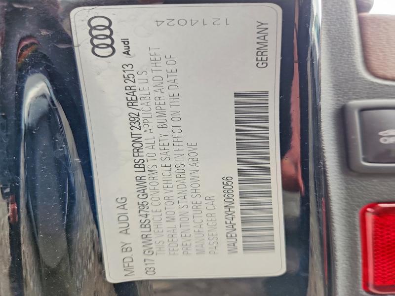Aukcja sprzedaży 2017 Audi A4, vin: WAUENAF4XHN066056, numer aukcji: 66543836