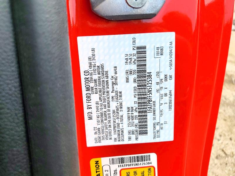 Aukcja sprzedaży 2022 Ford Mustang, vin: 1FATP8FF5N5125384, numer aukcji: 64483116