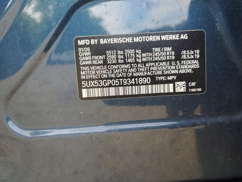 Aukcja sprzedaży 2026 Bmw X3, vin: 5UX53GP05T9341890, numer aukcji: 65488916
