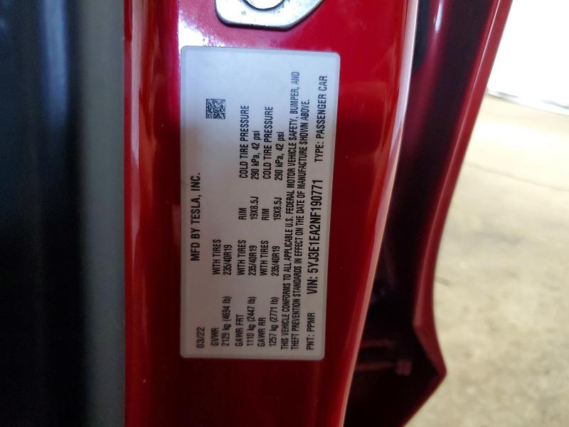 Aukcja sprzedaży 2022 Tesla Model 3, vin: 5YJ3E1EA2NF190771, numer aukcji: 66804916