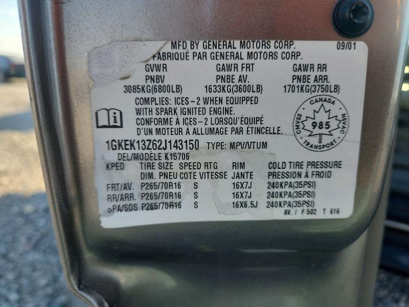 Продажа на аукционе авто 2002 Gmc Yukon, vin: 1GKEK13Z62J143150, номер лота: 64301816