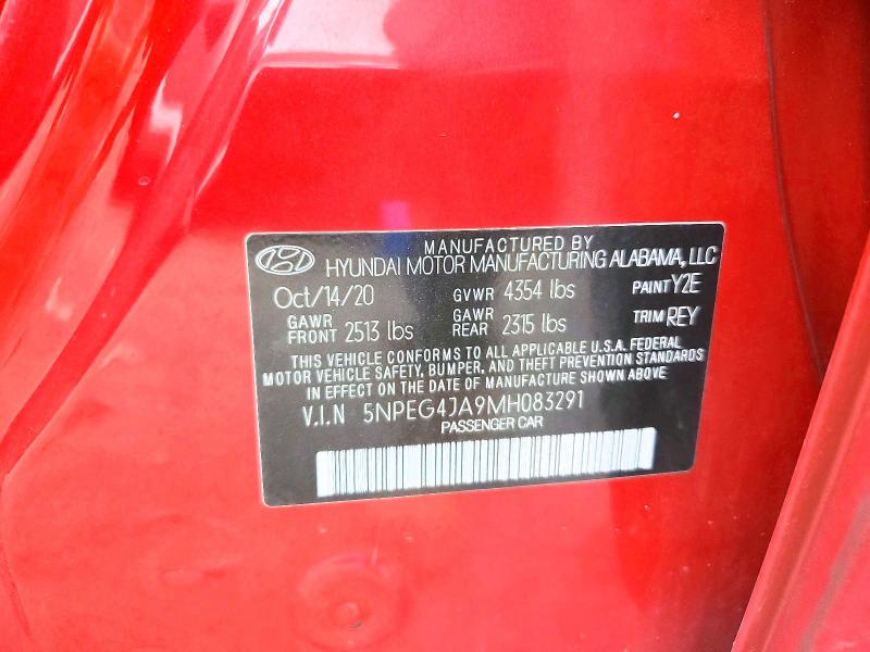2021 Hyundai Sonata მანქანა იყიდება აუქციონზე, vin: 5NPEG4JA9MH083291, აუქციონის ნომერი: 64715256