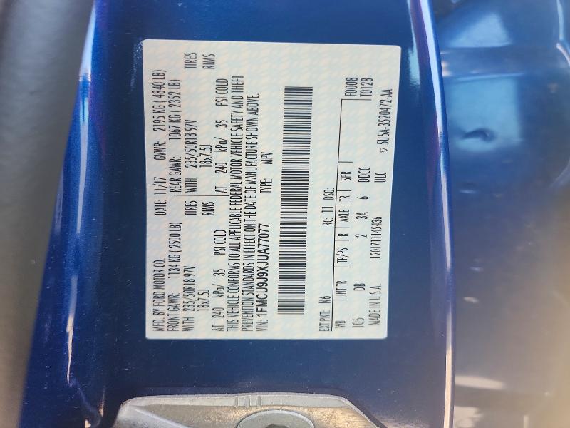 Aukcja sprzedaży 2018 Ford Escape, vin: 1FMCU9J9XJUA77077, numer aukcji: 65231946