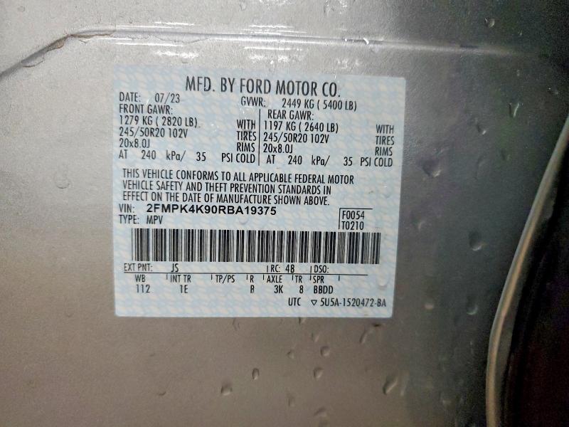 Продажа на аукционе авто 2024 Ford Edge, vin: 2FMPK4K90RBA19375, номер лота: 64583046