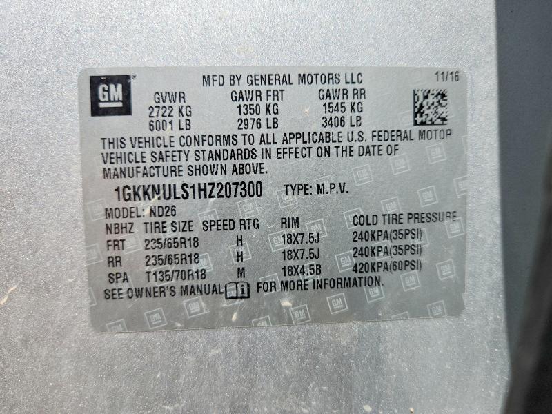 2017 Gmc Acadia მანქანა იყიდება აუქციონზე, vin: 1GKKNULS1HZ207300, აუქციონის ნომერი: 64531476