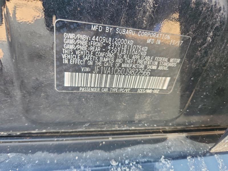64815046 :رقم المزاد ، JF1VA1C60J9822566 vin ، 2018 Subaru Wrx مزاد بيع
