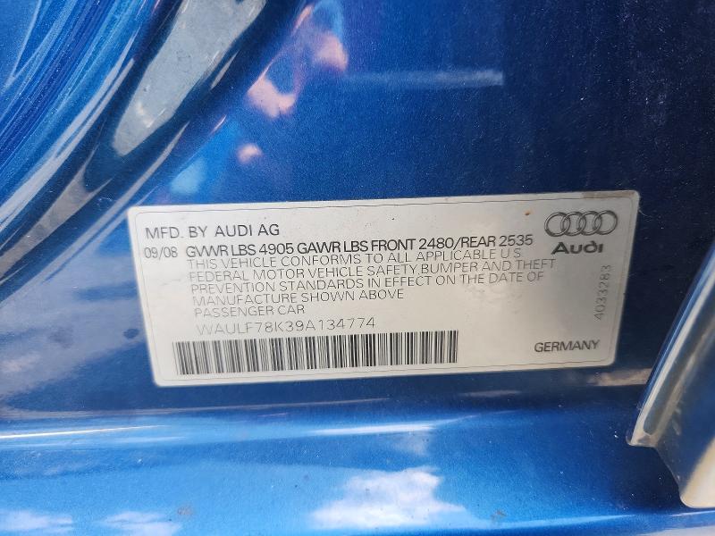 66639056 :رقم المزاد ، WAULF78K39A134774 vin ، 2009 Audi A4 مزاد بيع
