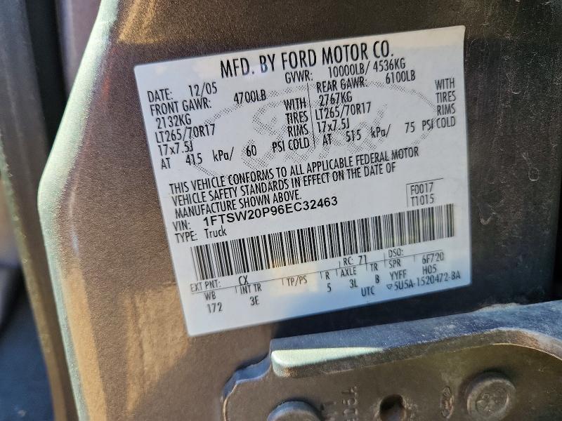 65693216 :رقم المزاد ، 1FTSW20P96EC32463 vin ، 2006 Ford F250 مزاد بيع