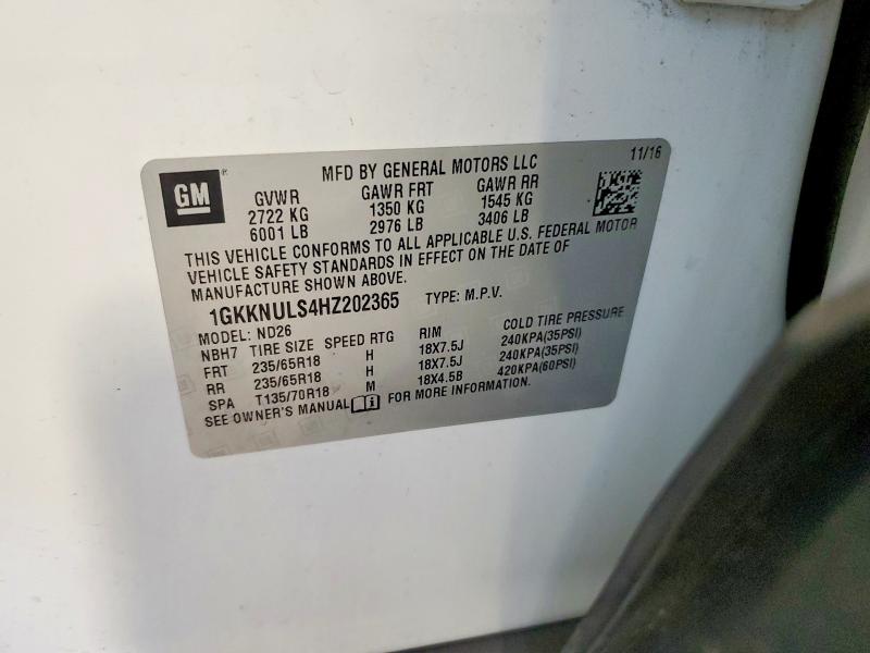 2017 Gmc Acadia მანქანა იყიდება აუქციონზე, vin: 1GKKNULS4HZ202365, აუქციონის ნომერი: 65658046