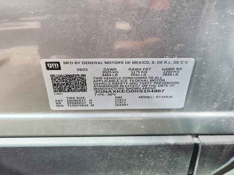 64491546 :رقم المزاد ، 3GNAXKEG0RS154867 vin ، 2024 Chevrolet Equinox مزاد بيع