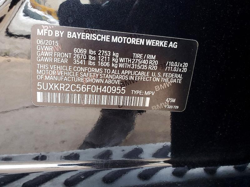 Auction sale of the 2015 Bmw X5, vin: 5UXKR2C56F0H40955, lot number: 62835766