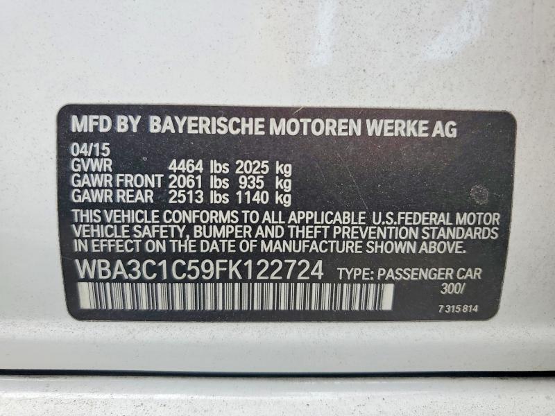 64592366 :رقم المزاد ، WBA3C1C59FK122724 vin ، 2015 Bmw 328 مزاد بيع