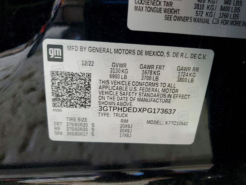 Aukcja sprzedaży 2023 Gmc Siera15002wd, vin: 3GTPHDEDXPG173637, numer aukcji: 65501116