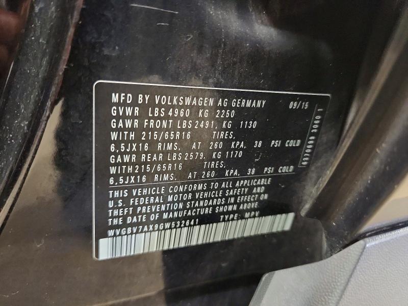 2016 Volkswagen Tiguan მანქანა იყიდება აუქციონზე, vin: WVGBV7AX9GW532641, აუქციონის ნომერი: 66590536