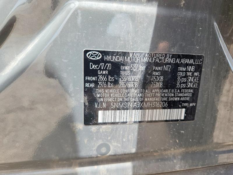 Aukcja sprzedaży 2021 Hyundai Santa Fe, vin: 5NMS24AJXMH316206, numer aukcji: 66306976
