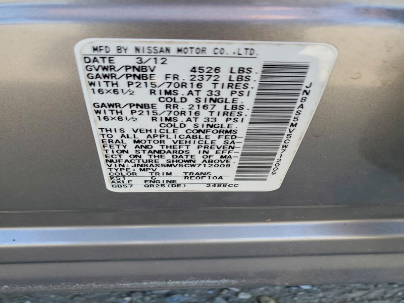 Продаж на аукціоні авто 2012 Nissan Rogue, vin: JN8AS5MV5CW712009, номер лоту: 64081156