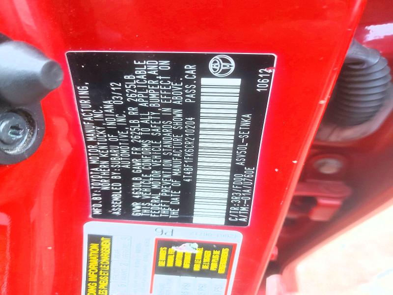Auction sale of the 2012 Toyota Camry, vin: 4T4BF1FK6CR210204, lot number: 63782236