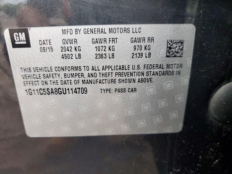 2016 Chevrolet Malibu Limited მანქანა იყიდება აუქციონზე, vin: 1G11C5SA8GU114709, აუქციონის ნომერი: 66981446