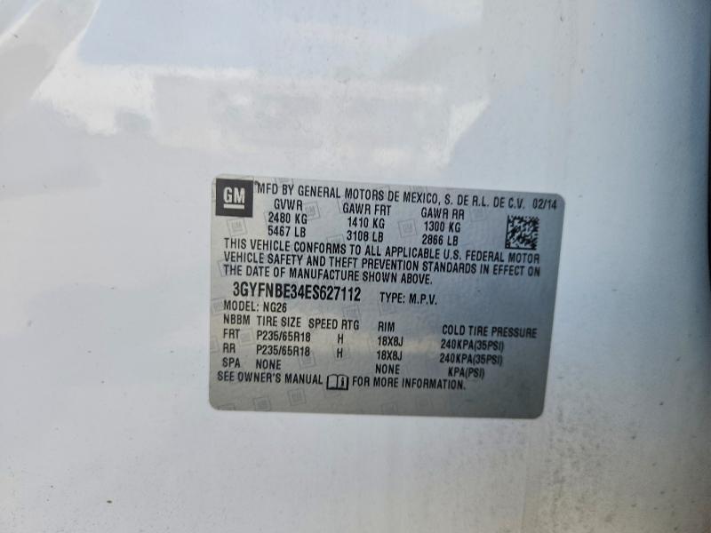 2014 Cadillac Srx მანქანა იყიდება აუქციონზე, vin: 3GYFNBE34ES627112, აუქციონის ნომერი: 64263706