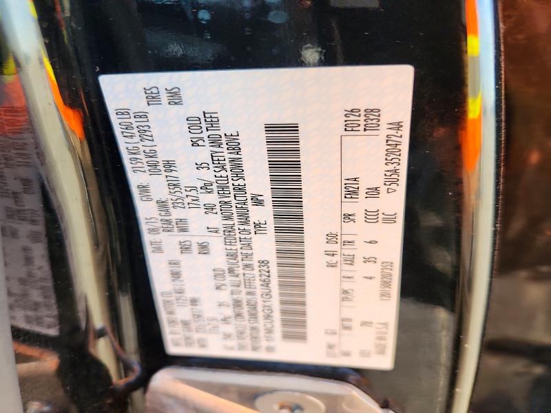 66319026 :رقم المزاد ، 1FMCU9GX1GUA62238 vin ، 2016 Ford Escape مزاد بيع
