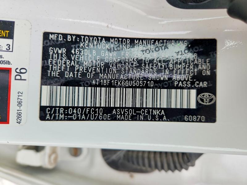 Aukcja sprzedaży 2016 Toyota Camry, vin: 4T1BF1FK6GU505710, numer aukcji: 66004426