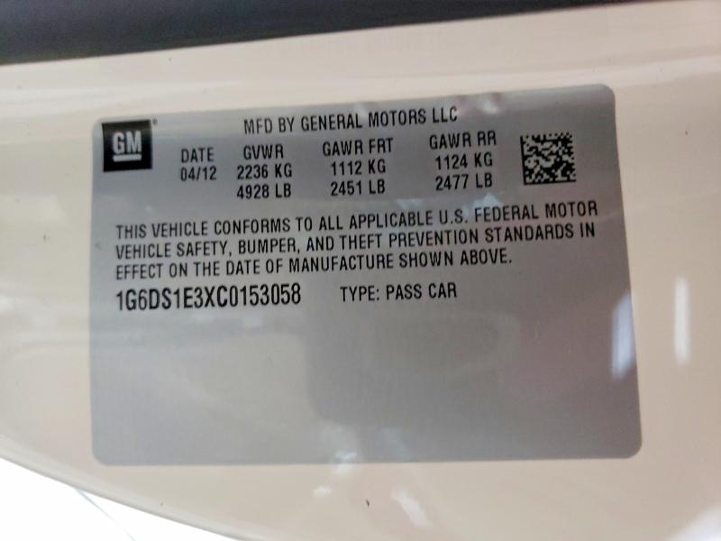 2012 Cadillac Cts მანქანა იყიდება აუქციონზე, vin: 1G6DS1E3XC0153058, აუქციონის ნომერი: 65079246