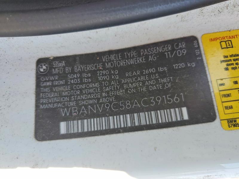 2010 Bmw 535 მანქანა იყიდება აუქციონზე, vin: WBANV9C58AC391561, აუქციონის ნომერი: 66581786