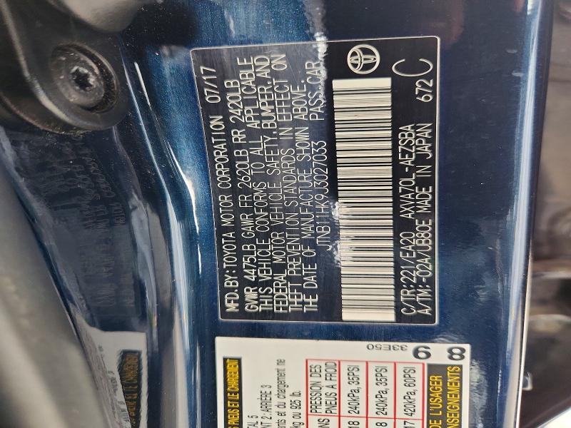 2018 Toyota Camry მანქანა იყიდება აუქციონზე, vin: JTNB11HK9J3027033, აუქციონის ნომერი: 64536536